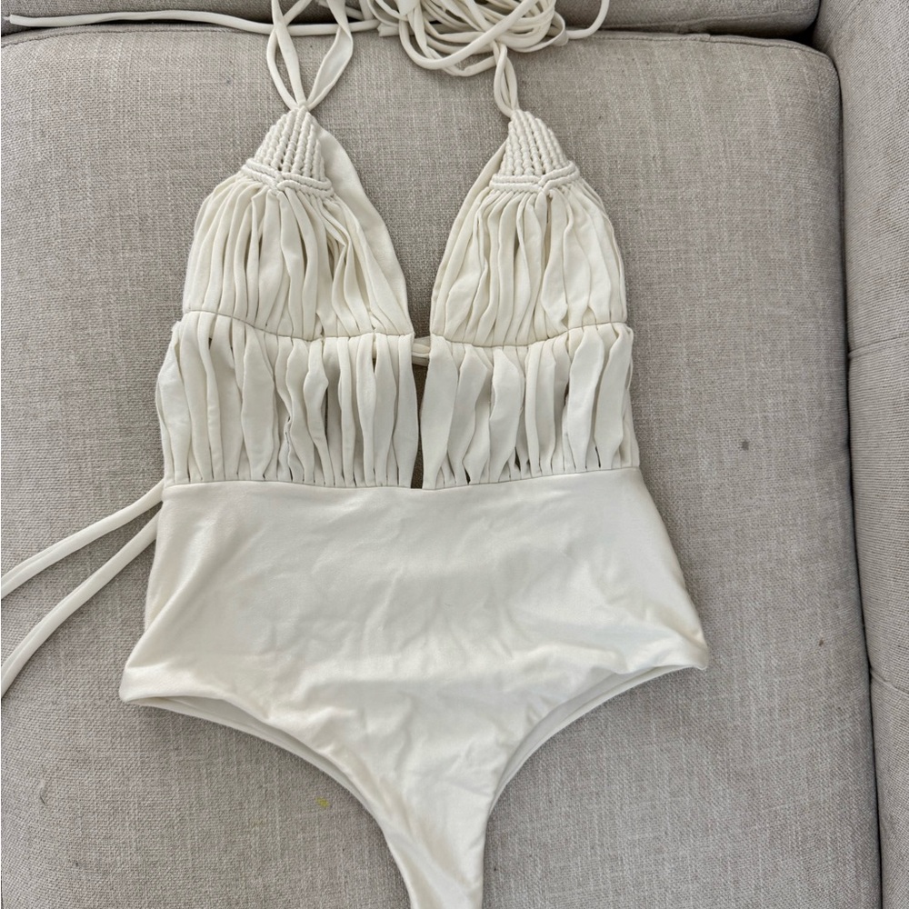 Elegant White One-Piece Swimsuit